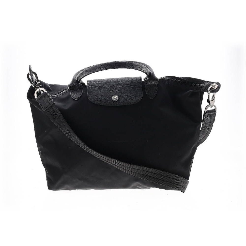 Black Longchamp Le Pliage M Tote Bag with Strap